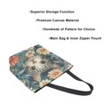 thumbnail image 3 of FORMRS Womens Canvas Tote Bag with Zipper Inner Pocket Shoulder Handbag, Flowers Cat, 3 of 7