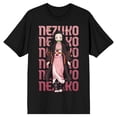 thumbnail image 6 of Demon Slayer Nezuko Repeat Text Crew Neck Short Sleeve Men's Black T-shirt-3XL, 6 of 7