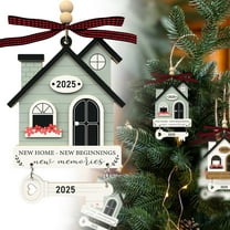 2025 New Home-New Beginnings Christmas Ornament 1st Christmas In Our New Home Ornaments Handicraft Ribbon 2 Layer Wooden 3D Stereoscopic House Graphics Engraving Fonts Christmas Tree topper