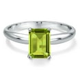 thumbnail image 3 of Gem Stone King 900 Platinum Green Peridot Engagement Ring for Women | 1.60 Cttw | Emerald Cut 8X6MM | Gemstone August Birthstone | Size 8, 3 of 6