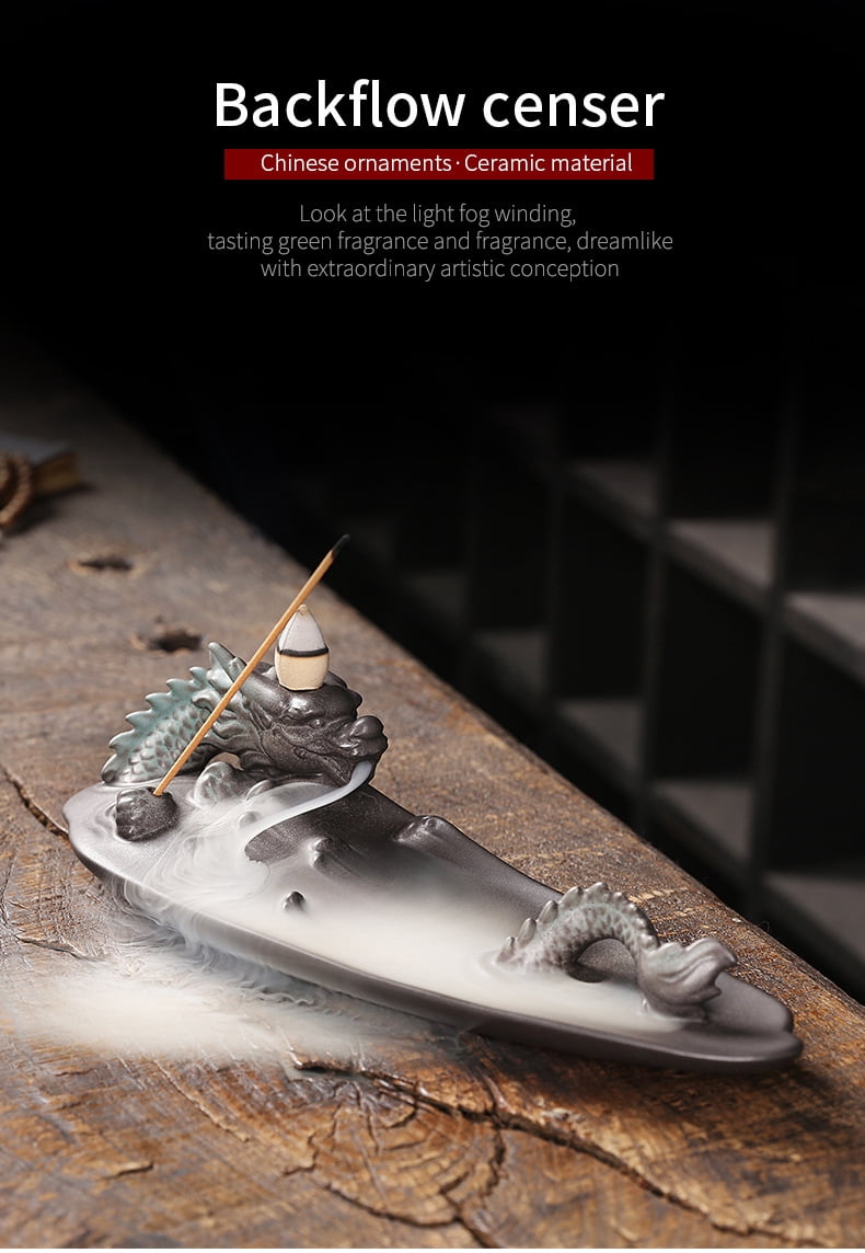 Incense Holder Creative Smoke Backflow Incense Burner Incense Holder Ceramic Dragon Censer Home Decor Ornaments Incense Burner