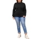 thumbnail image 2 of Suéteres de talla grande Agnes Orinda para mujeres, con cuello redondo, de manga larga, básicos y casuales, talla 1X, color negro., 2 of 6
