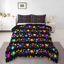 Castle Fairy Kids Boys Girls Kawaii Colorful Stars Print Full Size Comforter Sets 3-Piece,Cartoon Universe Galaxy Bedding Comforter Set,Cute Starry Sky Lightweight Bedding Sets