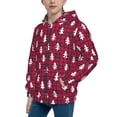 thumbnail image 2 of Pofeuu white Tree red plaid Print Teenage Zipper Hoodie Sweatshirts Hooded Casual Jackets With Pocket For Boys Girls-Small, 2 of 6