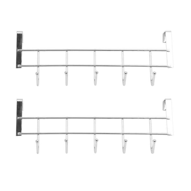 2X 5 Ganchos Sobre la Puerta Hogar Baño Cocina Abrigo Toalla Loop Hanger Rack Holder Estante, Plata