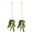 thumbnail image 6 of Raindrops 2pcs Handmade Crochet Plant Hanging Accessories for Car Rearview Mirror Knitted Car Mirror Decor Boho Car Interior Aesthetic, 6 of 8