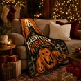 thumbnail image 3 of Haunted Harvest Pumpkin, Festive Halloween Scene, Warm Flannel Blanket for Living Room and Reading Nook with Detailed Artwork, Art Lovers Halloween Gift, Festive Home Decor, 3 of 9