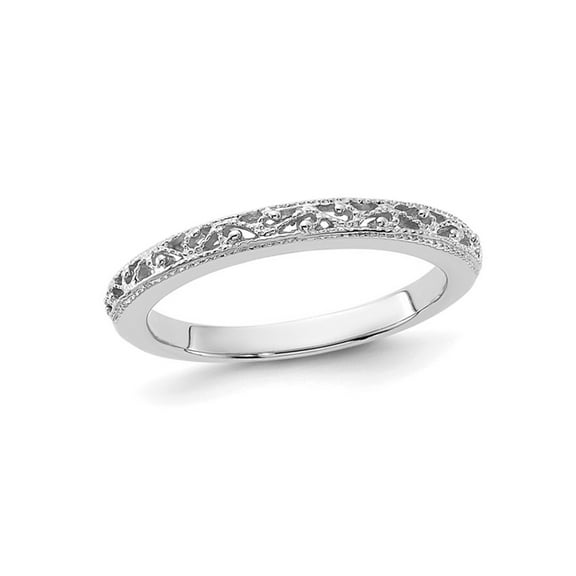Gem & Harmony 14K White Gold Filigree Wedding Ring Band for Women