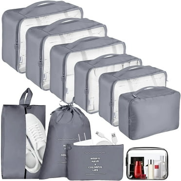 Arevtovis  Packing Cubes for Travel, 10 PCS Packing Cube Set with Cosmetic Bag, Waterproof Shoes Bags, Grey