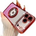 thumbnail image 1 of Compatible with iPhone 17 Pro Max Magnetic Glitter Case Compatible with Magsafe Luxury Bling Rhinestone Case with Logo View Plating Sparkle Diamond Camera Lens Protection for Women Girls, 1 of 6