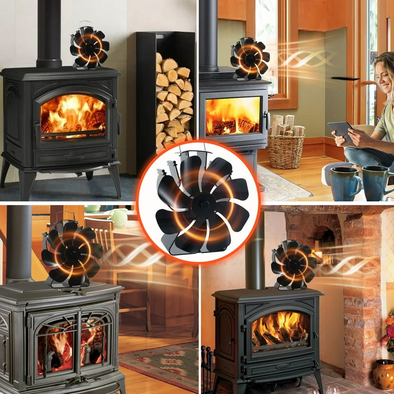 VODA Eco-Non-Electric Wood Stove Fan with Silent Heat Powered