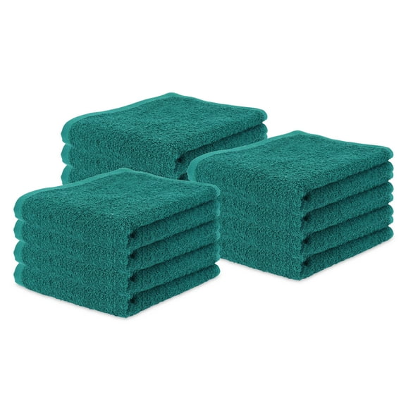 Arkwright Plush Terry Car Cleaning Towels (12 Pack), 16x27 Inch, Cotton, Hunter Green