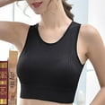 thumbnail image 2 of Penkiiy Sports Bras for Women Women's Ruched Sports Bras Padded Workout Tops Medium Support Crop Tops Black Bras, 2 of 6