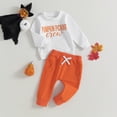 thumbnail image 3 of Okbabeha Toddler Baby Boys Halloween Outfit Long Sleeve Pumpkin Crewneck Sweatshirt Tops Jogger Pants Set Fall Clothes, 3 of 7