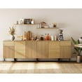 thumbnail image 2 of 94.5" Modern Reeded 4-Door Sideboard with Charging, 4-In-1 Wooden Credenza Storage Cabinet for Kitchen, Dining Room, 2 of 9
