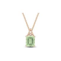 5.50 Carat (Ctw) Green Quartz Pendant Necklace in Rose Pink Plated Sterling Silver with Chain for Women