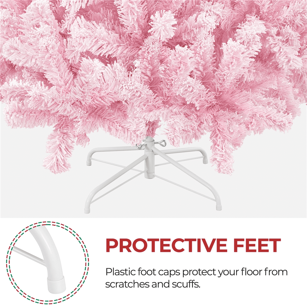 Alden Design 6Ft Unlit Flocked Artificial Christmas Tree with Foldable Stand, Pink Gradient