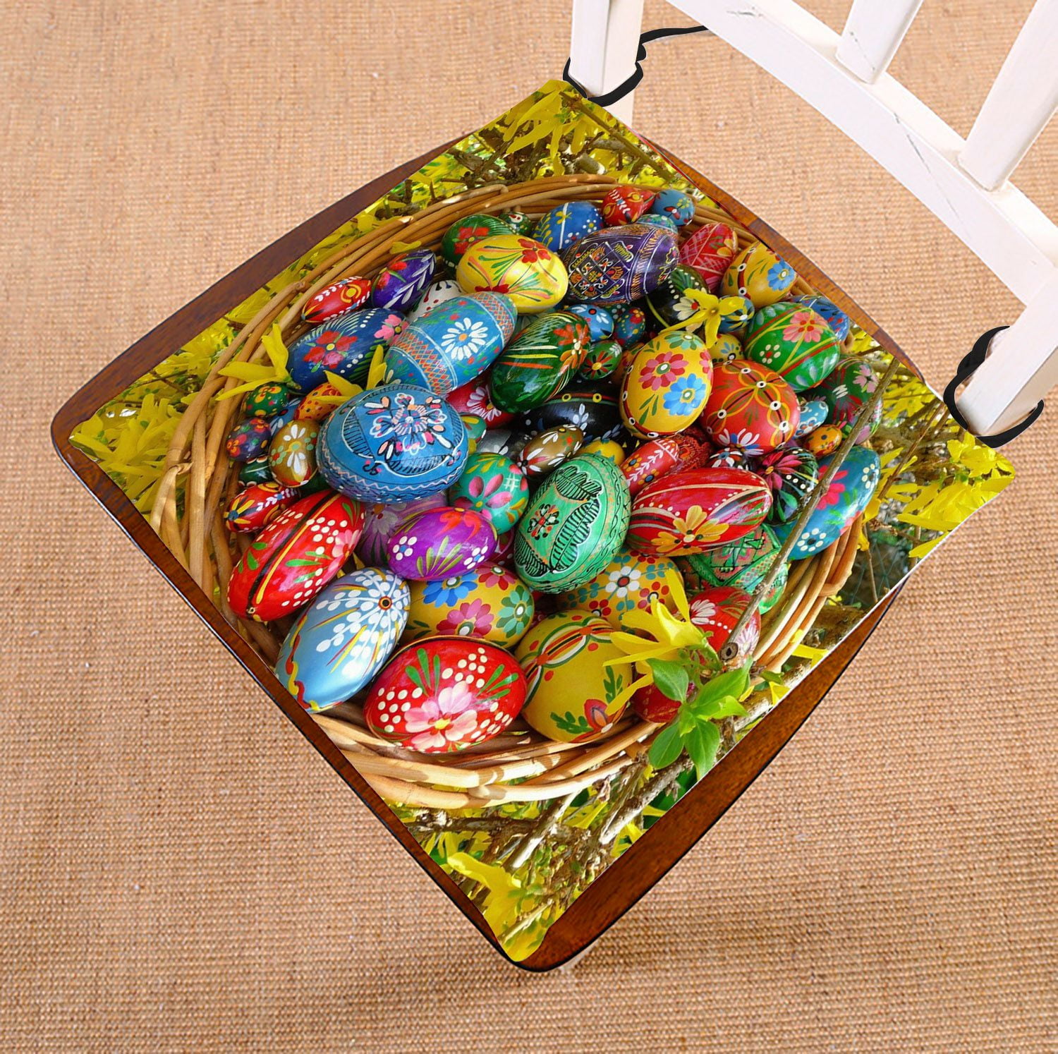 ZKGK Happy Easter Colorful Eggs Seat Pad Seat Cushion Chair Cushion