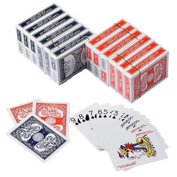 12 Decks de Cartes à Jouer Jumbo Index Standard Imprimé Decks de Cartes Taille Poker pour Texas Hold'em Blackjack Jeux de Cartes, Bleu et Rouge