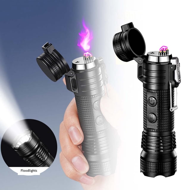 4 In 1 Tool 3000°F Windproof Arc + 100ft Beam Flashlight With Strobe Emergency Glass & Device USB C Rechargeable IPX4 Headlight for Bike with Turn Signal Hard Hat Lights Headlamp 325 Stocking Hat with