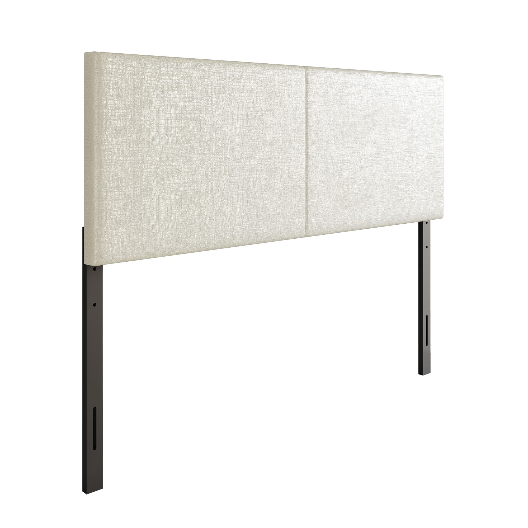 Home Design Hazard Full Upholstered Headboard with Foam Padding and Minimalist Design, Metallic White, Easy Assembly