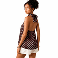 thumbnail image 5 of Women’s Polka Dot Halter Top, Brown Tie Neck Backless Sleeveless Summer Going Out Top, 5 of 8