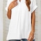 thumbnail image 4 of Camisa a cuadros holgada fina a rayas de manga corta con cuello en V para mujer (blanca), 4 of 6