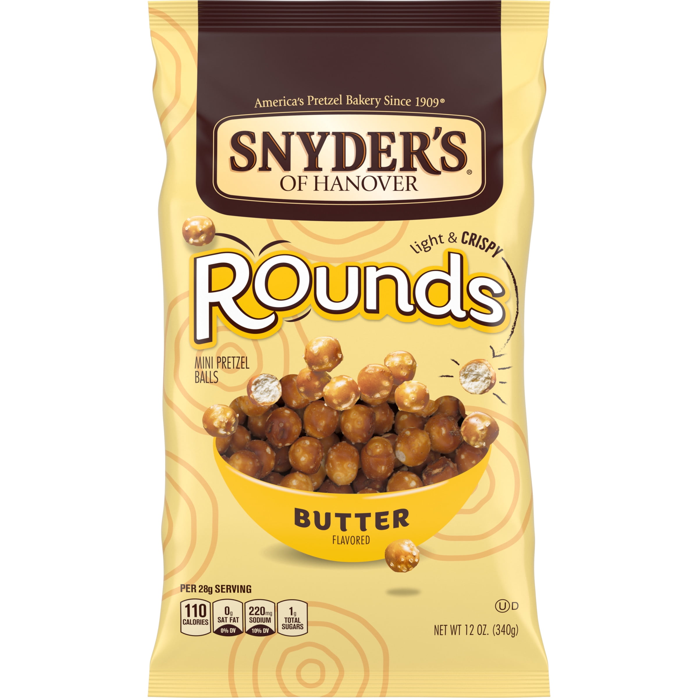 Snyder's of Hanover Pretzel Rounds, Butter, 12 Oz