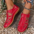 thumbnail image 3 of Closed Toe Work Sandals for Women 2025 Spring Summer Leather Non Slip Gladiator Flats Walking Shoes, 3 of 7