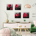 thumbnail image 2 of -Black Red Canvas Wall Art Bedroom Stones Zen Wall Decor Rose Pictures Floral Poster print Spa Bathroom Wall Art for Living Room Decoration Kitchen Accessories Room Decor Framed Artwork, 2 of 6