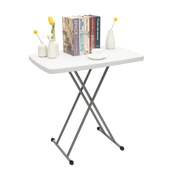 Folding Table - 30x20 Portable Home Laptop Desk Writing Computer Desk Adjustable Height Square Card Table for Camping, Playing Cards, and Crafting