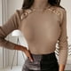 thumbnail image 5 of Mujeres De Punto De Hechos De Tortuga De Tortuga Larga Jersey Suelto Jersey Caqui Hugo Suéter de tortuga de mujeres, 5 of 10