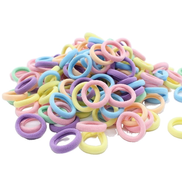 Tignapoo Vibrant Elastic Hair Ties for Kids - Seamless Candy-Colored Mini Hair Loops, Durable & Adorable Hair Accessories for Girls, 50pcs Pack (3cm Each)