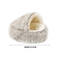 thumbnail image 3 of TOPRenddon Pet Sleeping Bed Semi Enclosed Pet Shells Nests Calming Pet Nests Plush Lined Coved Bed Winter Warm Cat Cave Bed Washable Cozy Round Beds for Small Pet Nests Non-Slip Sleeping Bag 15.74in, 3 of 5