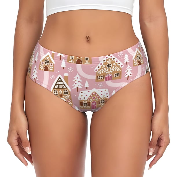 Balery Gingerbread Houses Pink Wonderland Ropa Interior de Algodón para Mujer con Dibujo – Braguitas Cómodas y Elásticas, Estilo Clásico-4X-Large