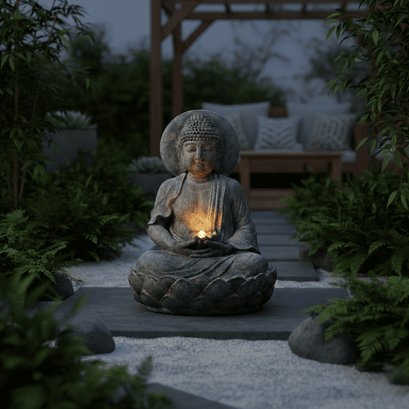 Teamson Home Zen Buddha Water Fountain with LED Lights