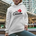thumbnail image 2 of Distressed Oh Canada - Maple Leaf Art, Canadian Merch Gift, White Hooded Sweatshirt or Hoodie, Small, 2 of 5