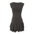 thumbnail image 5 of Womens Mini Dress - Double Layered Ruffle Hem Ruched Tiered Skirt, Sleeveless Bodycon Tank Dress, Polyester Material, S-L Sizes, 5 of 5