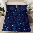 thumbnail image 2 of Manfei Vast Starry Sky Bed Sheets,Moon Print King Sheets,Dreamy Blue Sheet Set,Super Cozy Room Decor,4 Pieces, 2 of 7