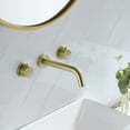 thumbnail image 3 of Wall Mounted Dual Handle Bathroom Sink Faucet, Solid Brass Three Hole Sink Faucet, 3 of 5
