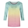 thumbnail image 3 of Summer Womens Cotton Tops Color Block Tunic Blouses Scooped Neck 3/4 Sleeve Tops Trendy Dressy Tee Shirts Relaxed Fit Top Shirts Workout Sport Yoga Clothes Trendy 2025 Spring, 3 of 6