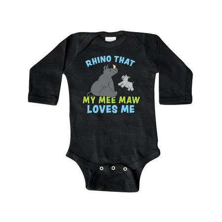

Inktastic Rhino That My Mee Maw Loves Me with Cute Rhinos Gift Baby Boy or Baby Girl Long Sleeve Bodysuit