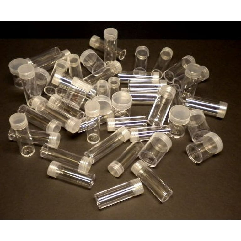 50 Assorted Sizes Coin Tubes - Clear Plastic Storage for