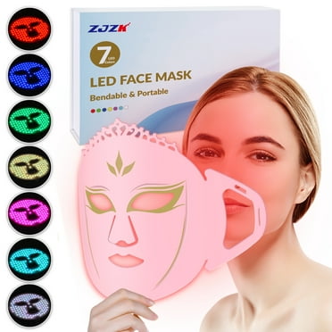 ZJZK 7 Color Led Light Therapy Face Mask, Red Light Therapy Silicone Mask, Home Rechargeable Red & Blue Led Light Therapy for Face Skin Rejuvenation