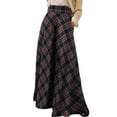 thumbnail image 4 of Womens High Waist Casual Loose Plaid Maxi Basic Simple Skirt Black S YIWEI, 4 of 10