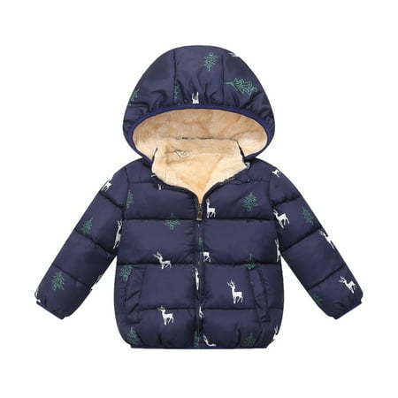 

Boys Girls Kid Winter Thick Jacket Warm Zipper Hooded Windproof Coat Cute Outwear 2-6T