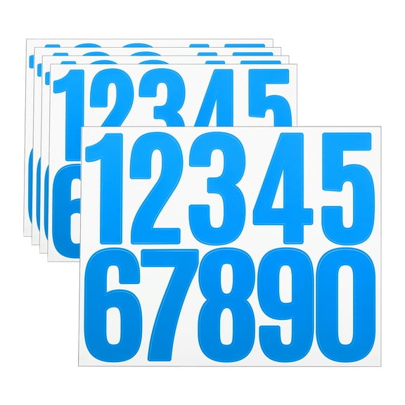 Uxcell 5 Sheets Vinyl House Numbers 3 Inch Self-Adhesive Number Stickers, Blue