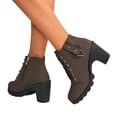 thumbnail image 5 of Round Toe Lace Up Ankle Booties With Side Zipper Womens Block Heel Platform Winter Footwear, 5 of 8