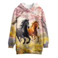 thumbnail image 4 of Psesaysky Girls Sweatshirt Running Horse Printed Hoodie Dress Long Sleeve Pullover Fall Fashion Hooded Top for Teen Girls with Pockets for 13-14 Years, 4 of 7