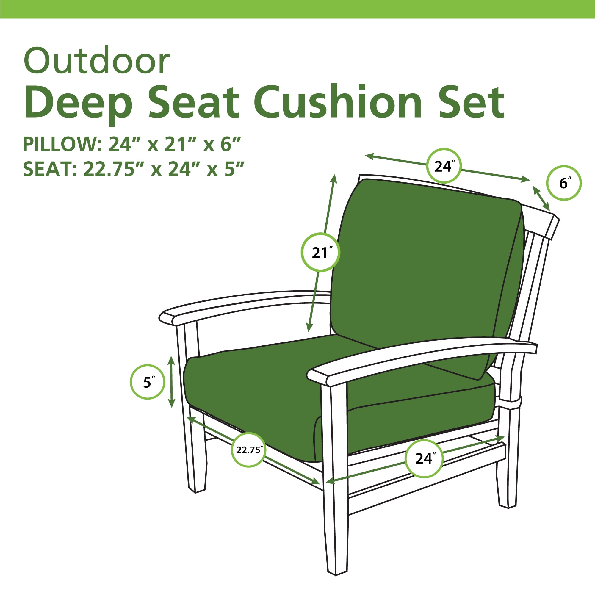 Mainstays 45"L x 22.75"W Tan Rectangle Outdoor 2-Piece Deep Seat Cushion